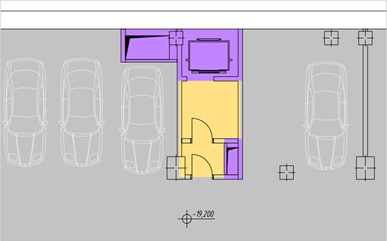 Фрагмент плана парковки по стандарту БОМА 2010